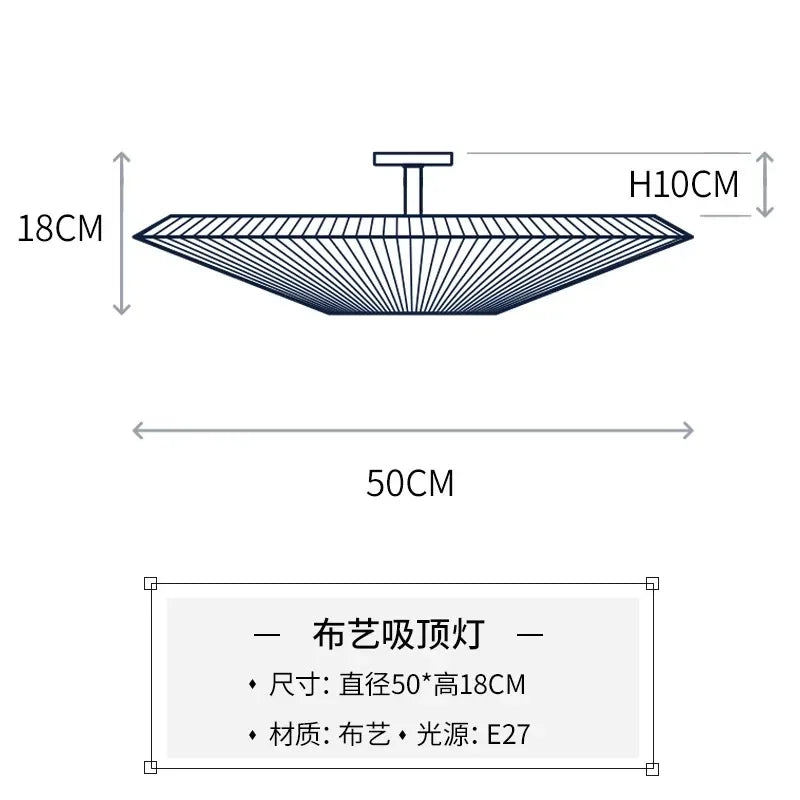 2024 Ceiling Light Simple Round Whtie Fabric Planted Lamp Foyer Creative Flying Saucer Light Restaurants Hotel Lobby Lighting