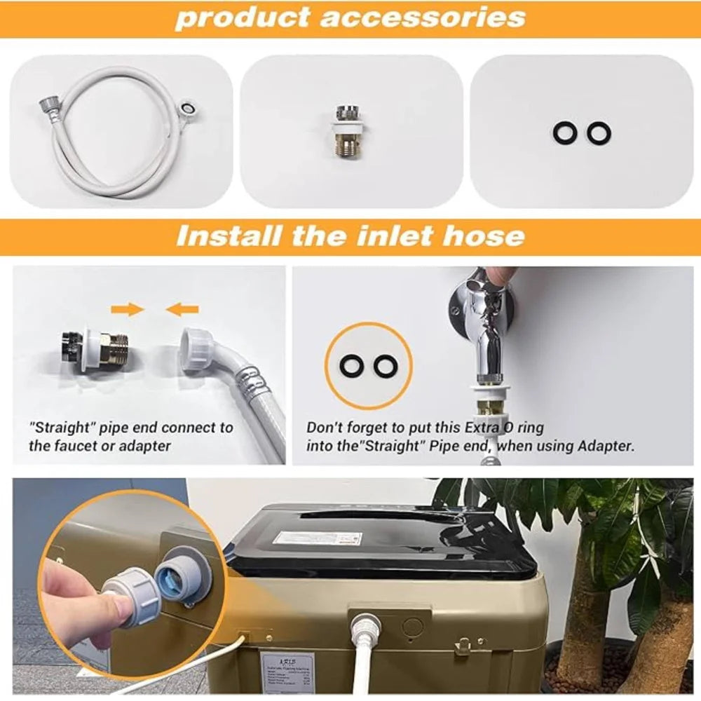 Full Automatic Top Load Washing Machine 17.7 lbs Portable Washer 10 Programs 8 Water Levels Compact Design Laundry Solution