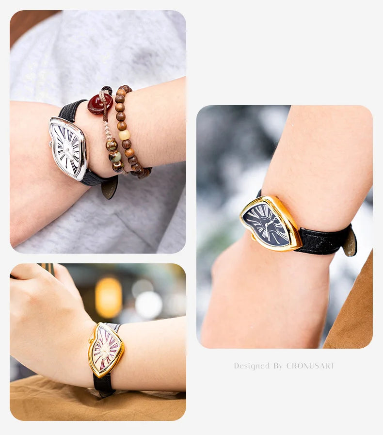 CRONUSART Women Quartz Watch 28mm*46mm Luxury Ladies Wristwatch Irregular Case Crystal Mirror Thickness 8.1mm