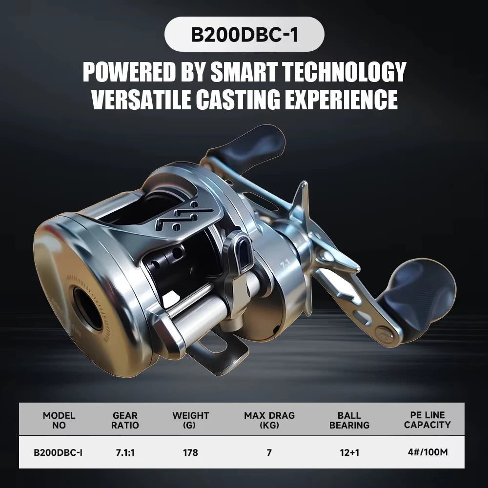 LOONGZE Airlite B50/100/200DBC-I BFS Baitcasting Reel Bait Finesse Fishing Reel All Metal Magnetic Brake System Lightweight