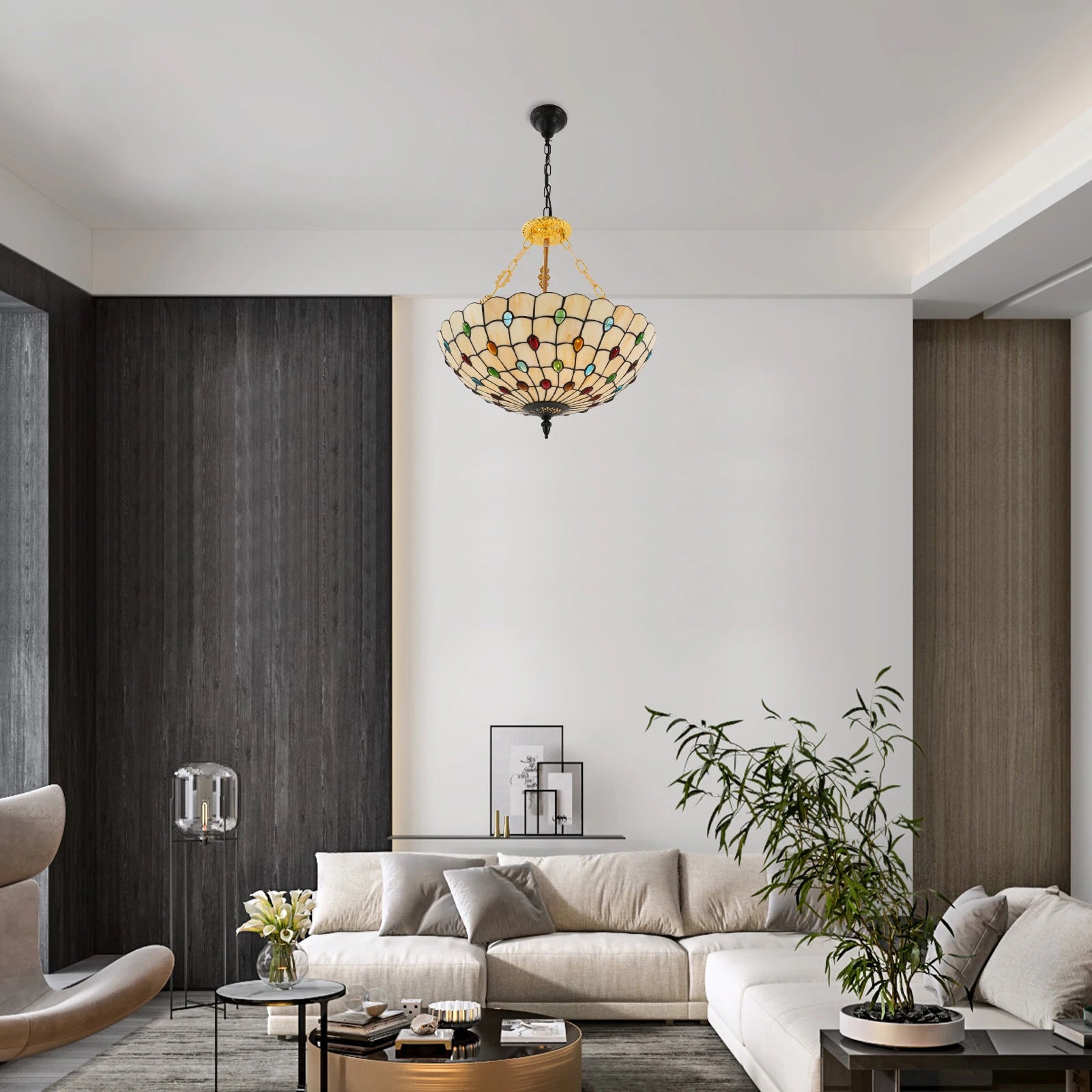 25W Ceiling Light With Gloves Colourful Tiffany Style Ceiling Mount Chandelier Indoor Build to Last Good Lighting Effects