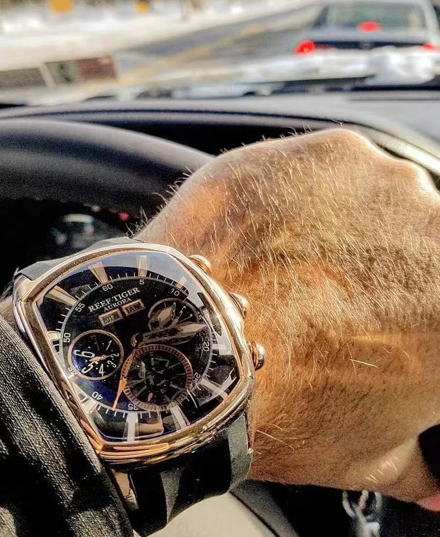 reef tiger brand men's fully automatic mechanical watch, business men's watch, personalized and fashionable men's sports watch
