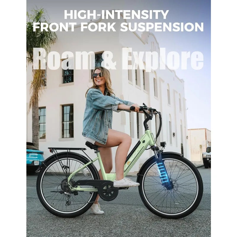 Roamer ST Electric Bike for Adults, 1200W Peak Motor Max 62miles & 28MPH City Cruiser Ebike,26'' Commuter Ebike, 528WH Re