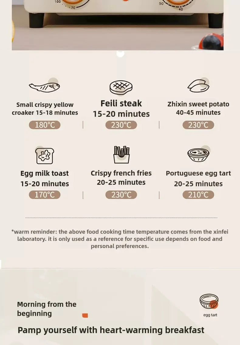 12L Electric Air Fryer Toaster Oven Mechanical 360°Baking Convection Deep Fryer Oil Free Large Capacity Kitchen Appliance