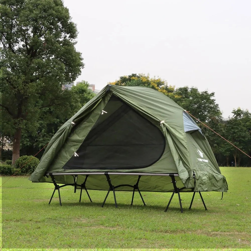 4-in-1 Camping Cot Tent, Foldable Elevated Tent Set for 1 Person to Use, Elevated Camping Bed Tent for Outdoor Hiking, Camping