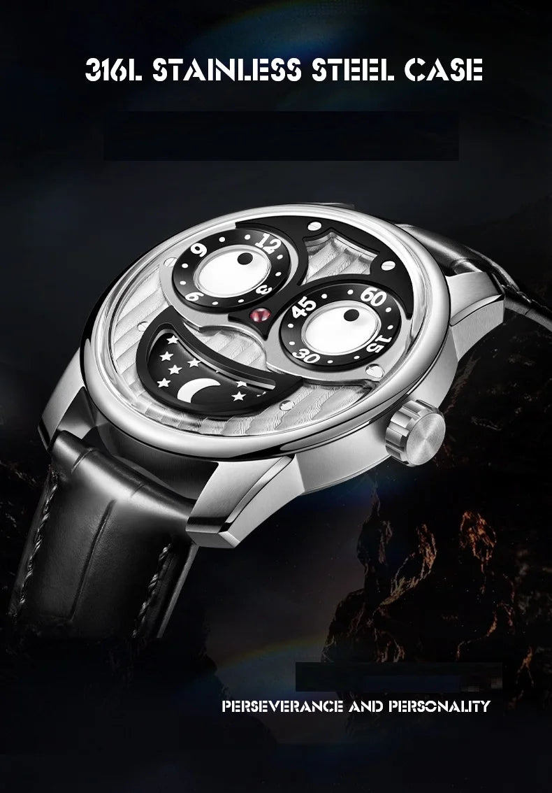 OBLVLO men's mechanical watches, automatic winding mechanical watches, novel and creative men's watches, men's timepieces, uniqu