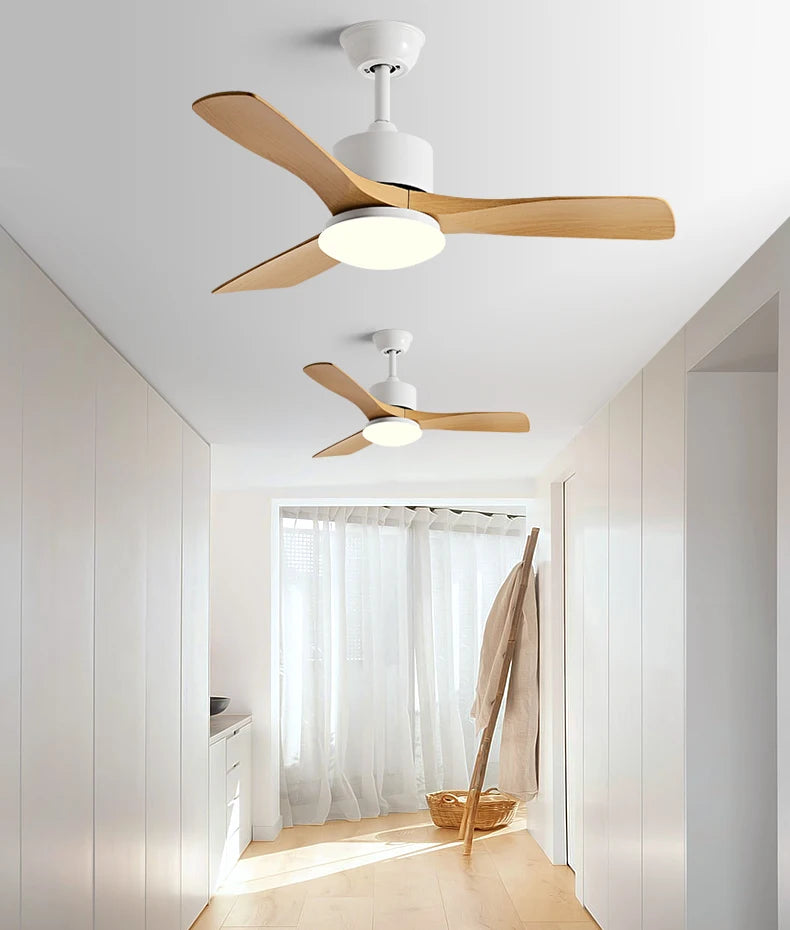 Modern Nordic Led Ceiling Fans with Lights Home Decoration Strong Wind with Focus Lamps for Kitchen Living Dining Room With Fan