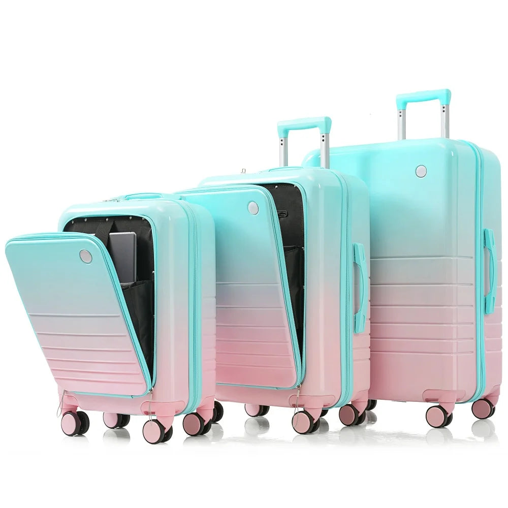 USB Port 20 24inch Front Opening Design Airline Certified Carry on Luggage ABS+PC Hard Shell Luggage with Spinner Wheels