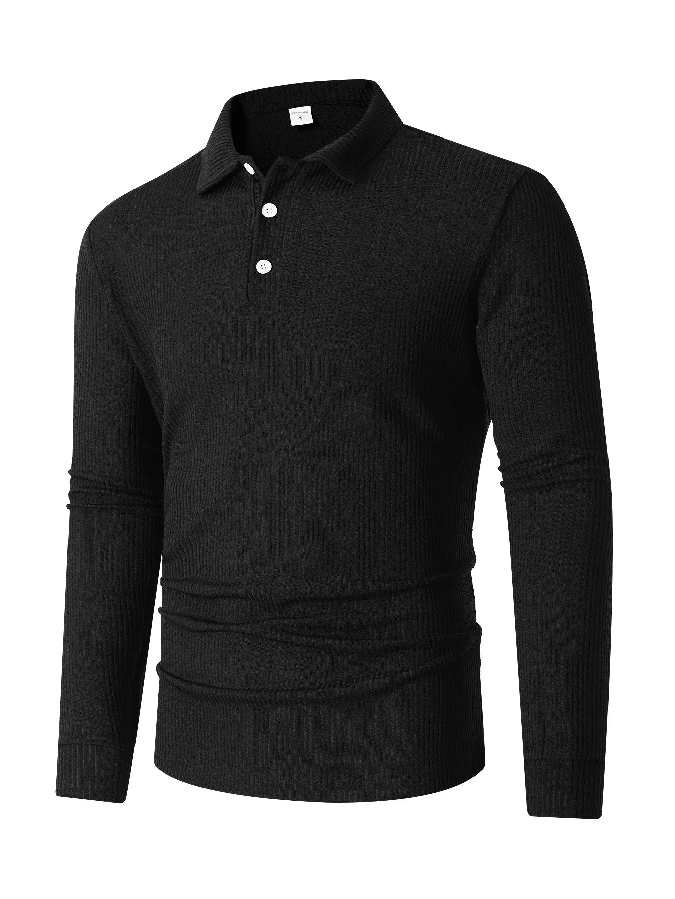 2025 new arrive Men's T-shirt knitted lapel business button slim fit long sleeved polo shirt