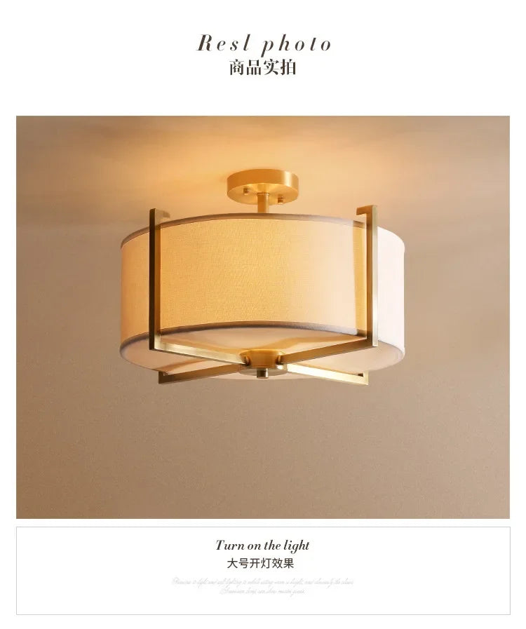 New Chinese Style Ceiling Lamp Exhibition Hall Hotel Restaurant Porch Study Bedroom Fabric Ceiling Lamp  Lustres  Room Decor