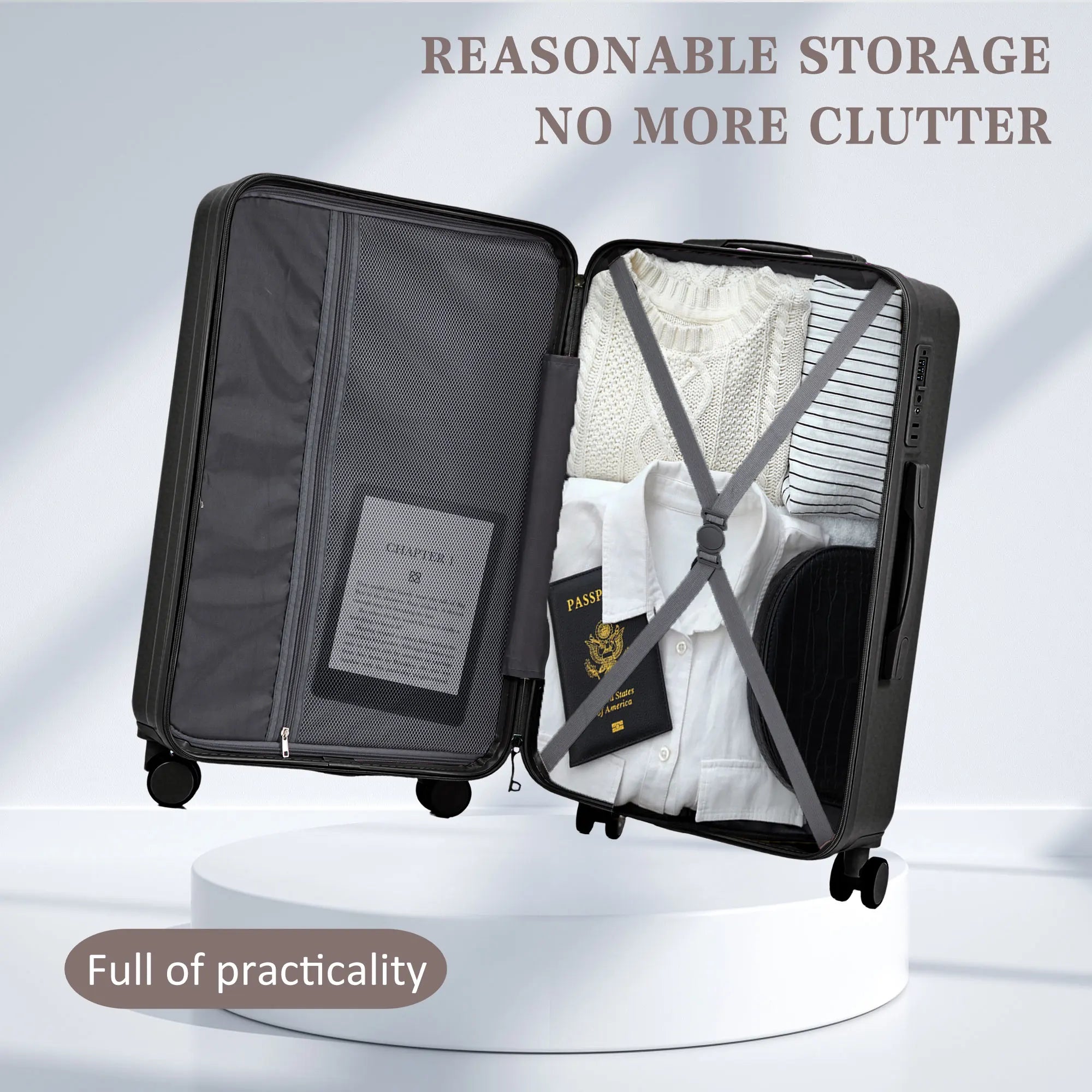 HIFINE TOURIST 20"/24"/28" 3 Pcs/set in ABS Spinner Wheel Luggage Carry on Suitcase Matching Color TSA Combination Lock