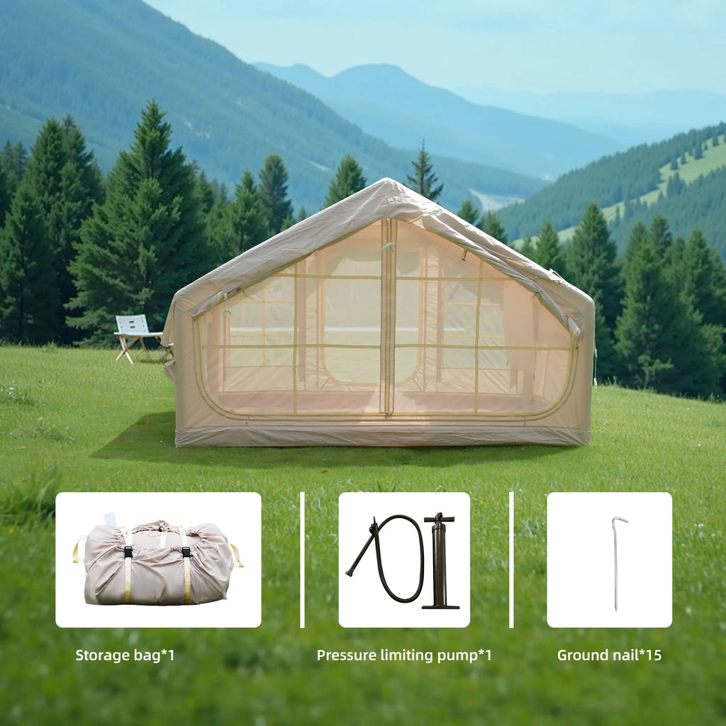 All-Season Inflatable Camping Tent for 4-6 People Heavy-Duty 3000mm Waterproof Instant Setup Air Tent with  Pump  & Storage Bag