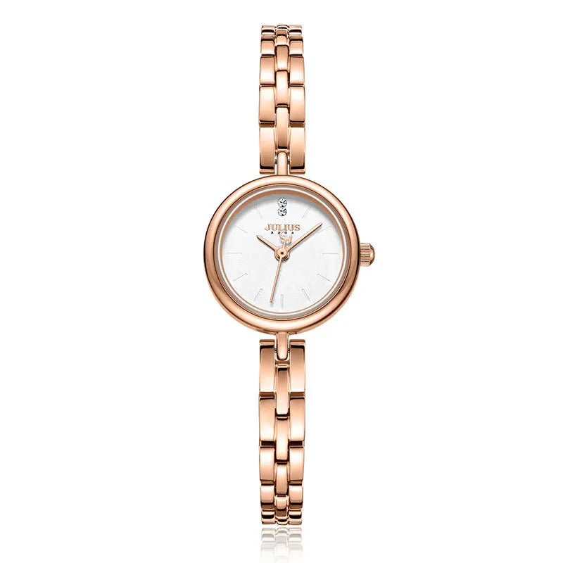 Ladies watch simple temperament luxury steel belt round waterproof quartz watch