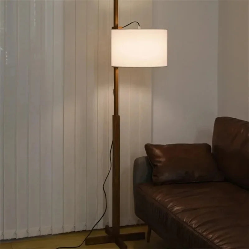 Japanese Liftable Wooden Lamp Wabi Sabi Fabric Floor Lamp For Villa Living Room Corner Home Decor Creative Bedroom Bedside Lamp