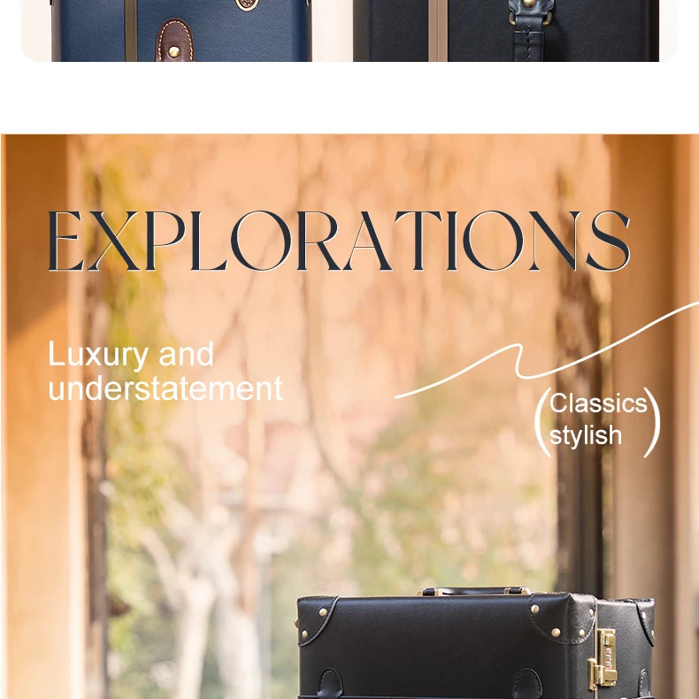 Urecity Vintage Luggage Set Lightweight Trolley Travel Suitcase On Wheels Retro Rolling Luggage 26 "+20" +12 "