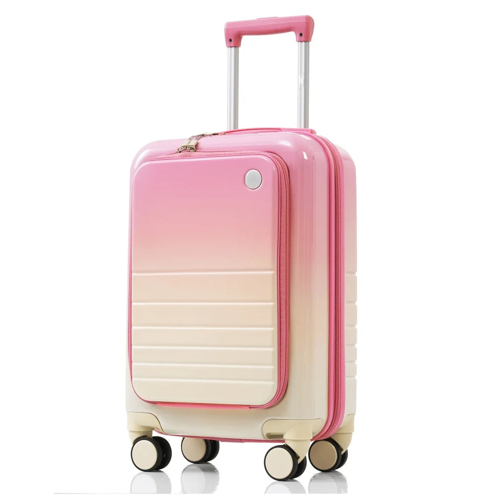 USB Port 20 24inch Front Opening Design Airline Certified Carry on Luggage ABS+PC Hard Shell Luggage with Spinner Wheels