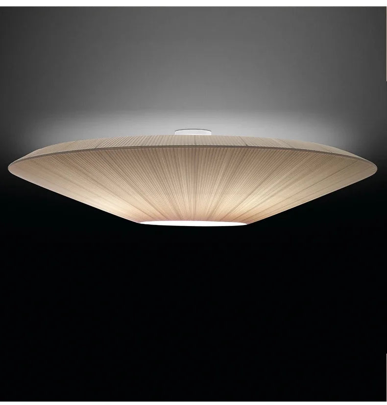 2024 Ceiling Light Simple Round Whtie Fabric Planted Lamp Foyer Creative Flying Saucer Light Restaurants Hotel Lobby Lighting