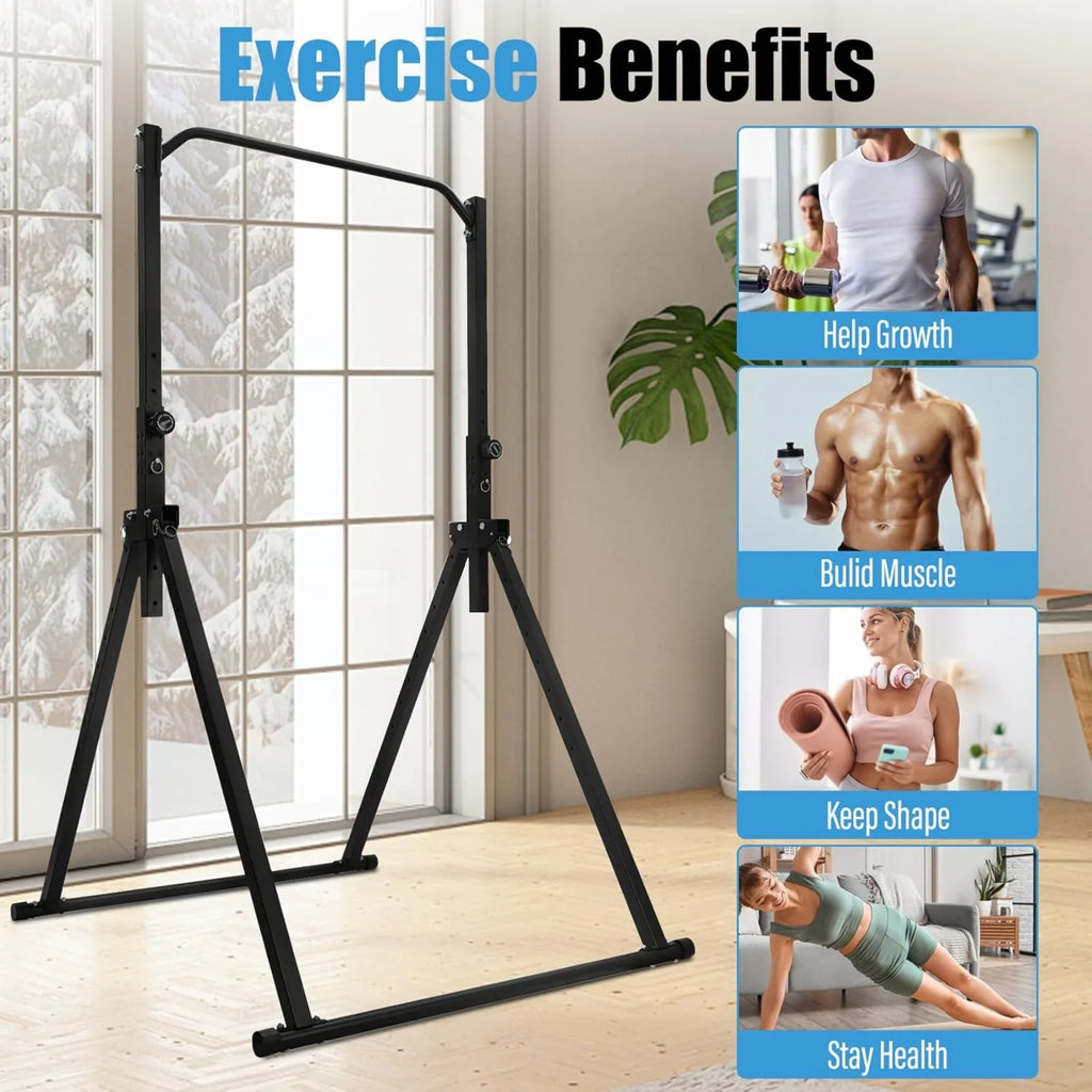 Foldable Pull Up Bar,Workout Dip Station Height Adjustable Pull Up Bar for Home,Multifunction Fitness Tower Station Gym Training