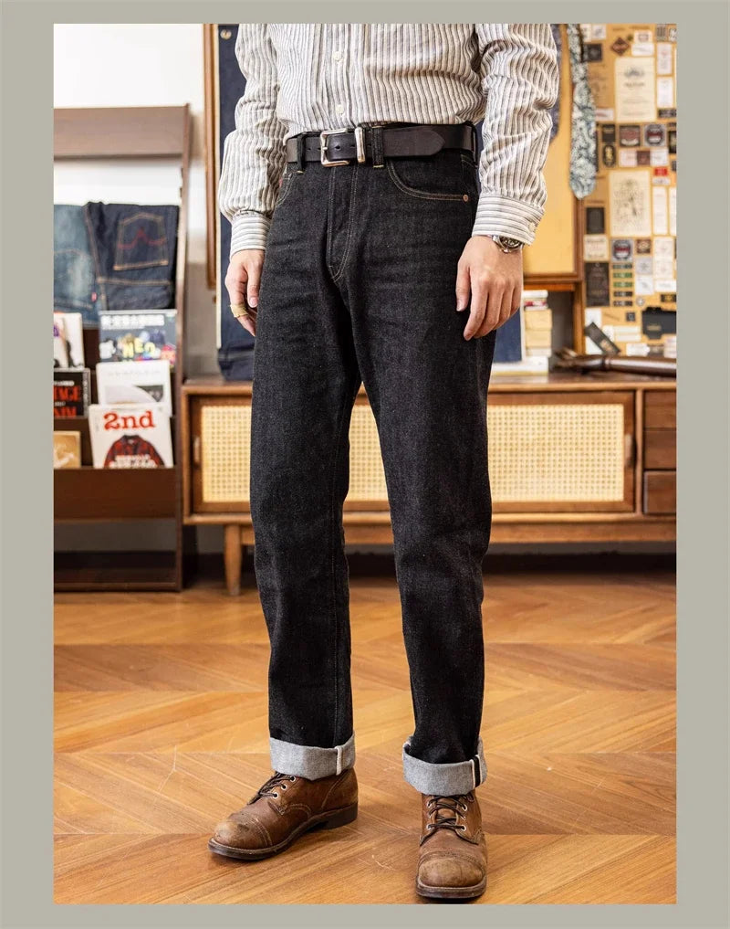 Red Tornado Lot 601B Black Jeans Straight Fit 14.5oz Selvedge Denim Pants Rinsed