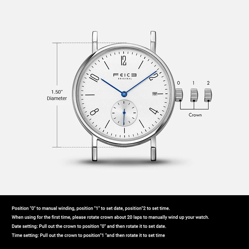 FEICE Unisex Wristwatch Bauhaus Men's Watches Automatic Mechanical Watch Stainless Steel Waterproof Casual Fashion Watch FM201