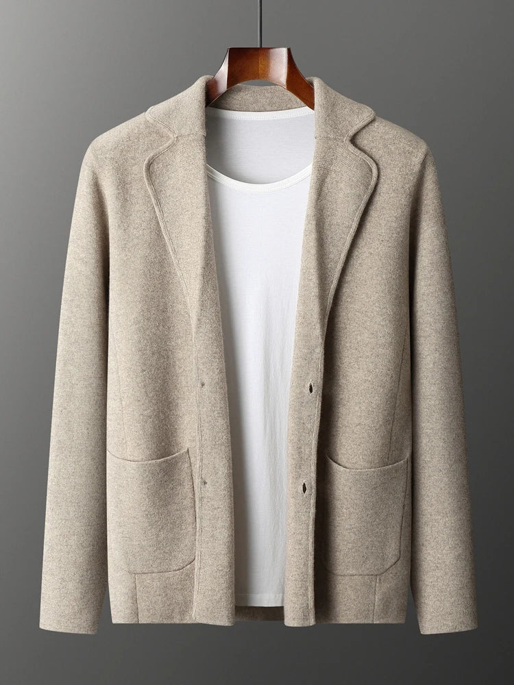 Men' 100% Cashmere Sweater Coat Cashmere Pants Suit Autumn Winter Thick Soft Warm Cashmere Knitwear Smart Casual Cashmere Suit