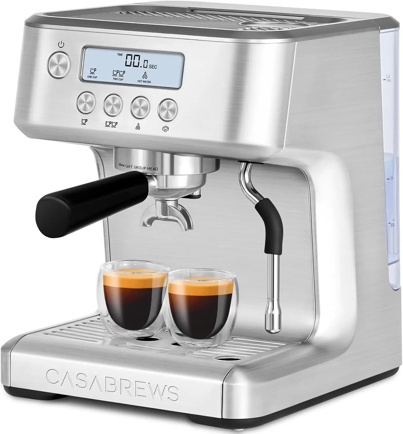 the Ultra Espresso Machine with LCD Display, Powerful Milk Frother and Customizable Brewing Temperature