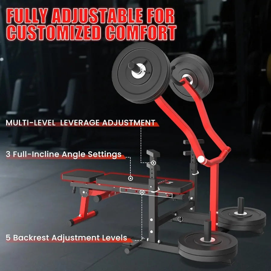 Chest Press Machine – Bench Press with Adjustable Backrest & Dual Band Pegs, Adjustable Flat Incline Bench for Chest, AB Worko