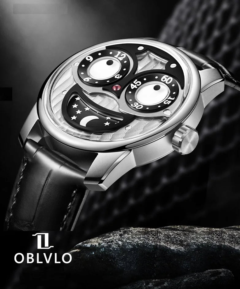 OBLVLO men's mechanical watches, automatic winding mechanical watches, novel and creative men's watches, men's timepieces, uniqu