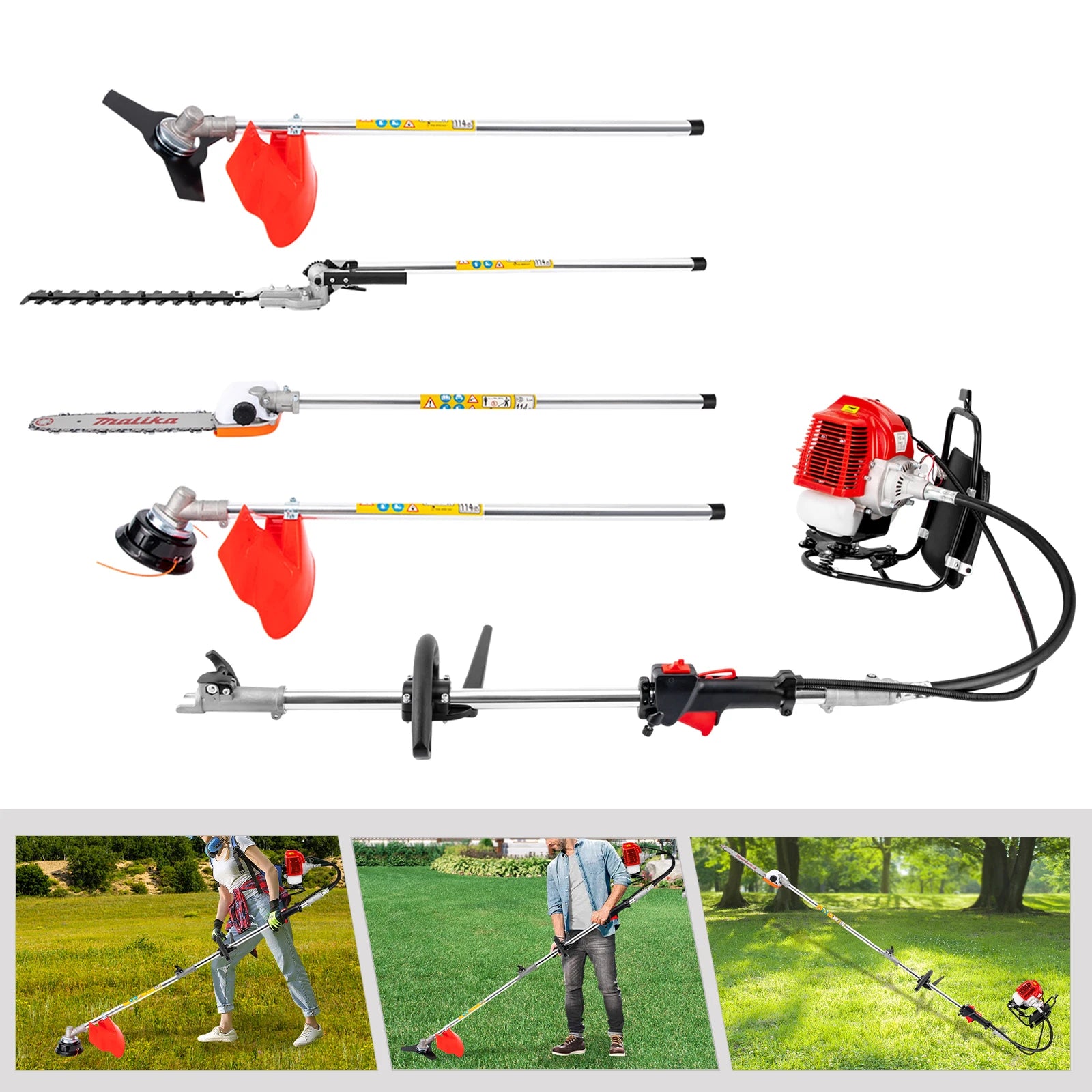 Powerful 52cc 4 in 1 Multi Functional Trimming Tools Gas Hedge Trimmer Weed Eater String Trimmer  Brush Cutter Pole Saw