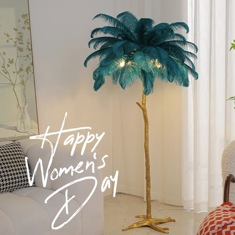 Modern Luxury Feather Floor Standing Lamp Living Room Sofa Background Wall Bedroom Bedside Light Home Deco Floor Lamp Mood Light