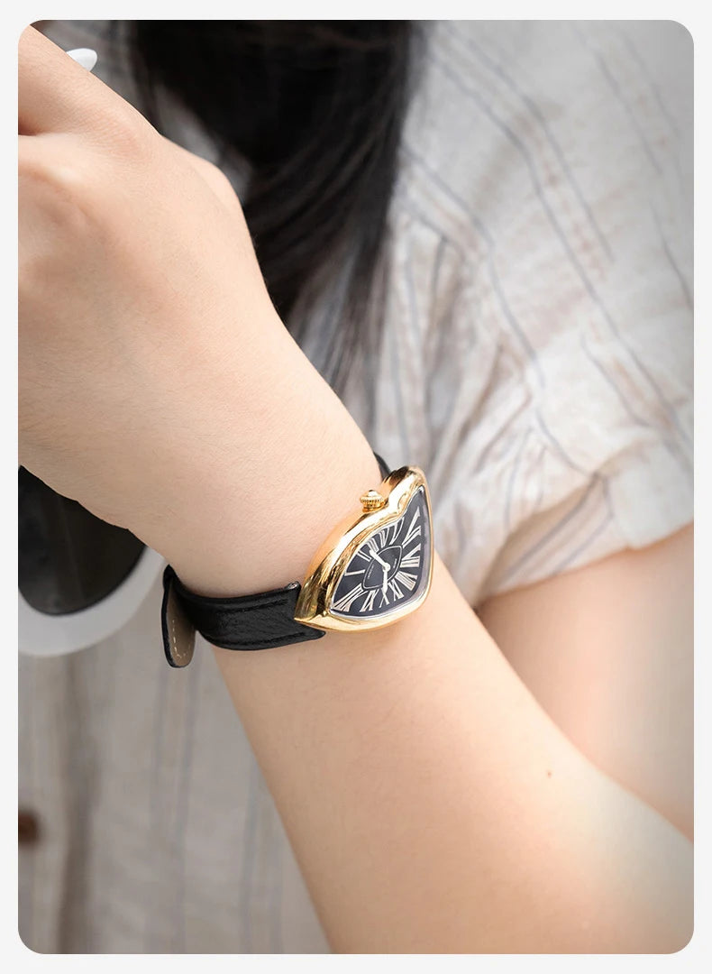 CRONUSART Women Quartz Watch 28mm*46mm Luxury Ladies Wristwatch Irregular Case Crystal Mirror Thickness 8.1mm