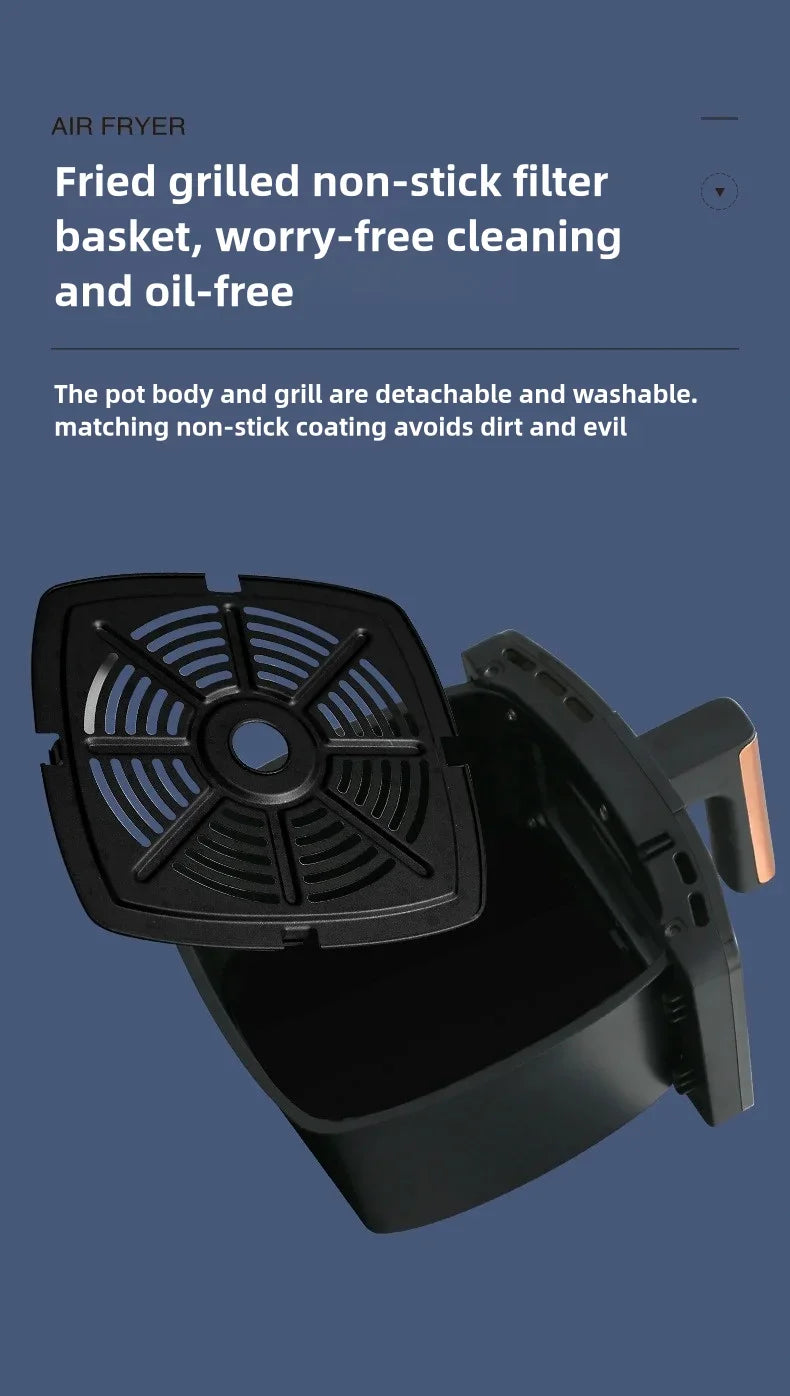 5L Electric Deep Fryer with LCD Display Smart Automatic Glass Oven Air Fryer for Household Food Processing And Baking