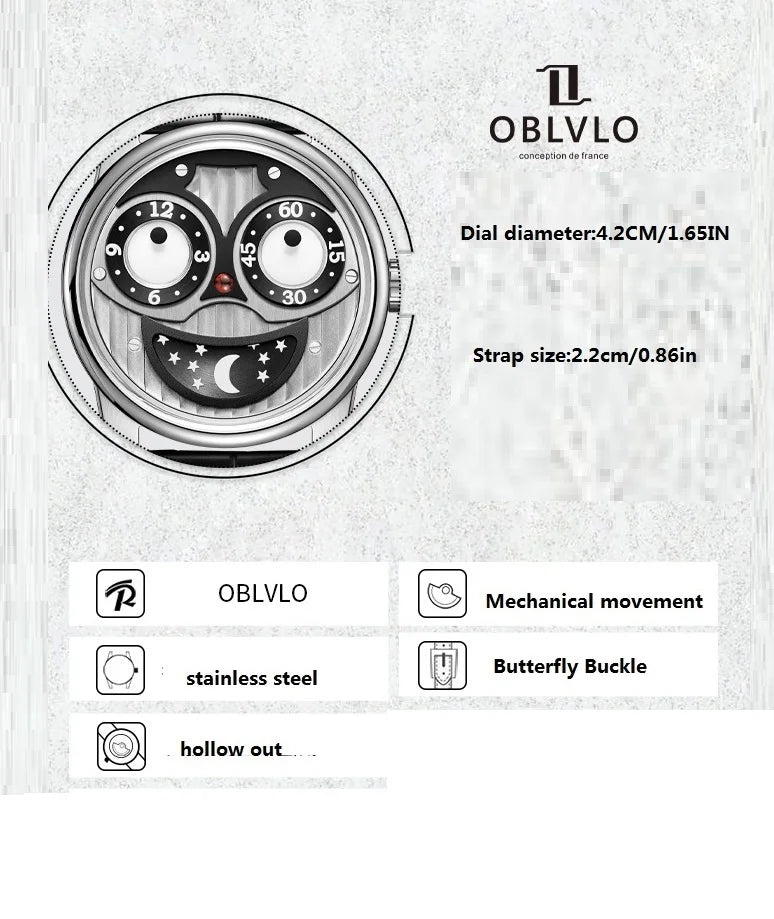 OBLVLO men's mechanical watches, automatic winding mechanical watches, novel and creative men's watches, men's timepieces, uniqu
