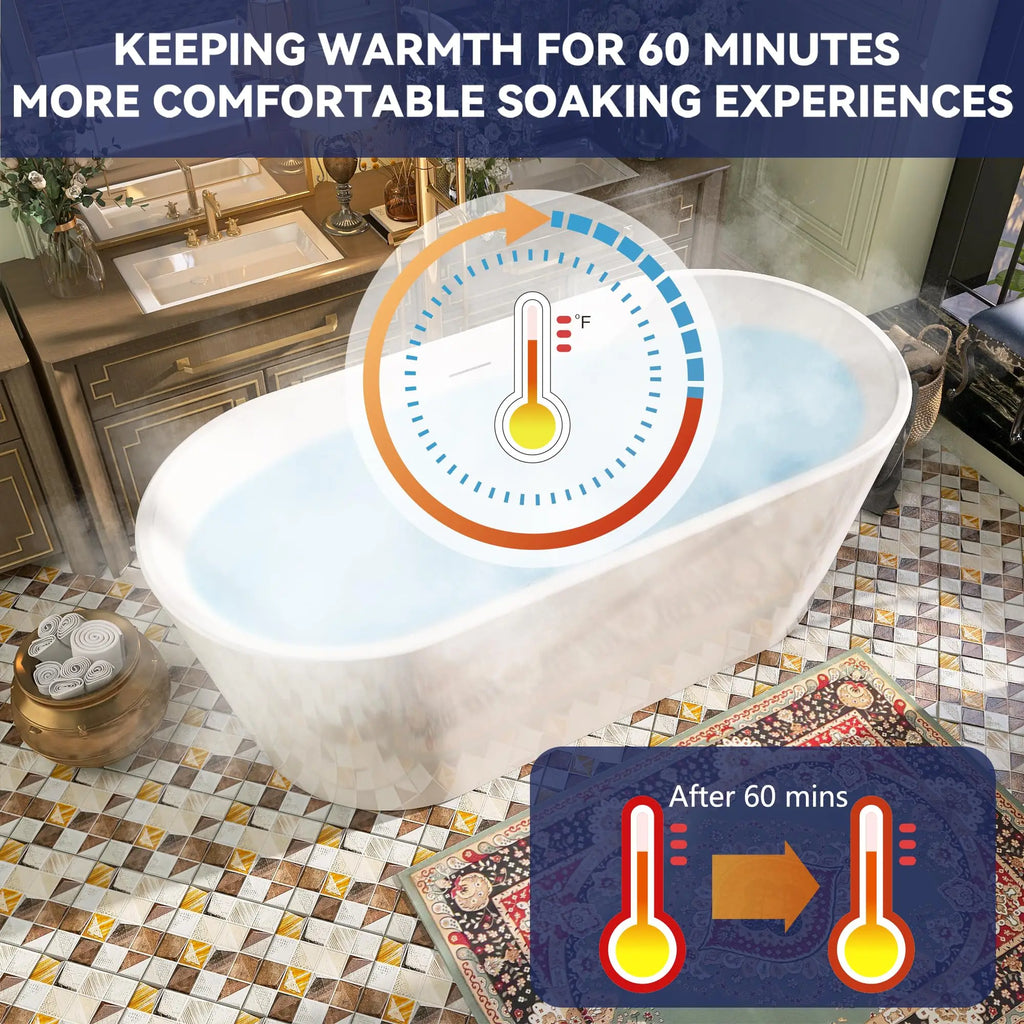 59" Acrylic Free Standing Tub, Stand Alone Tub, Freestanding Bathtub, Soaking Bathtub, cUPC Certified