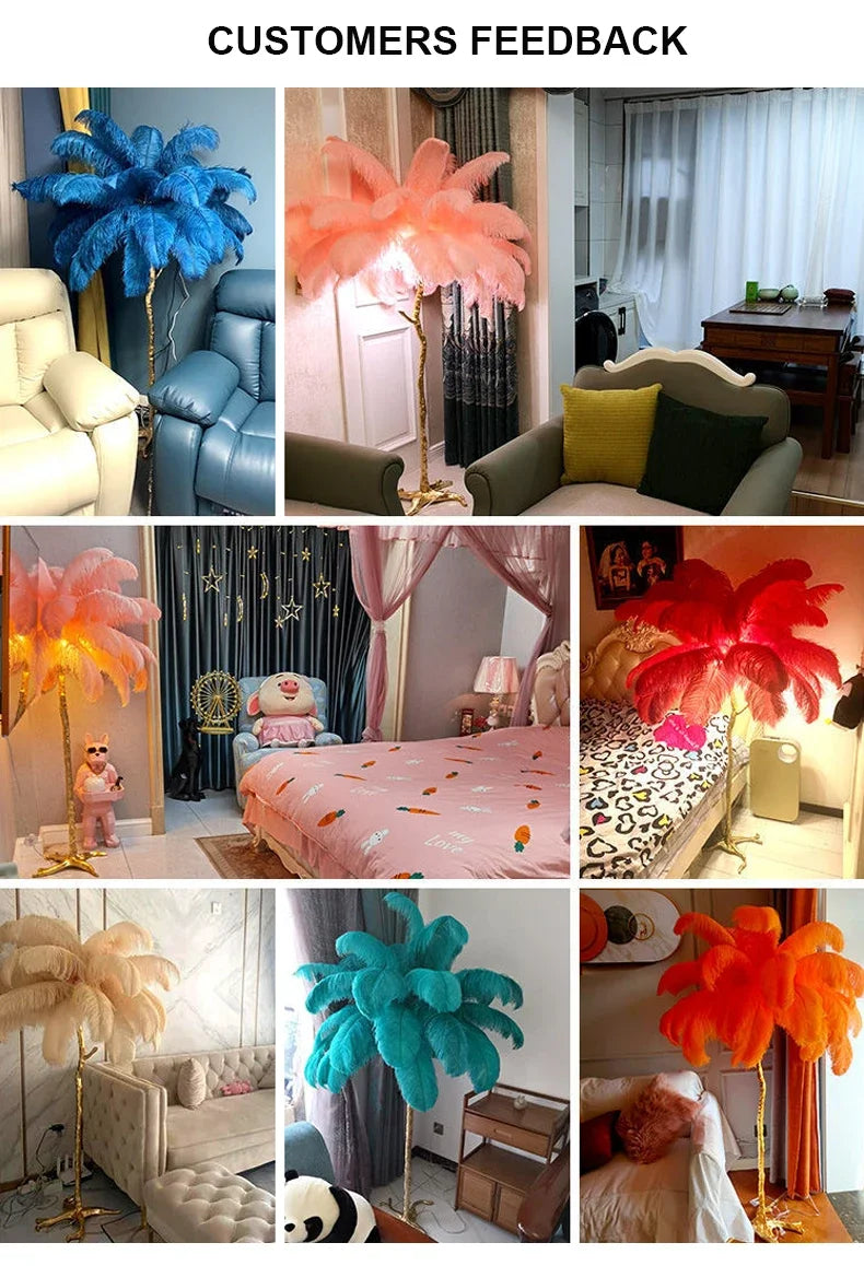 Modern Luxury Feather Floor Standing Lamp Living Room Sofa Background Wall Bedroom Bedside Light Home Deco Floor Lamp Mood Light