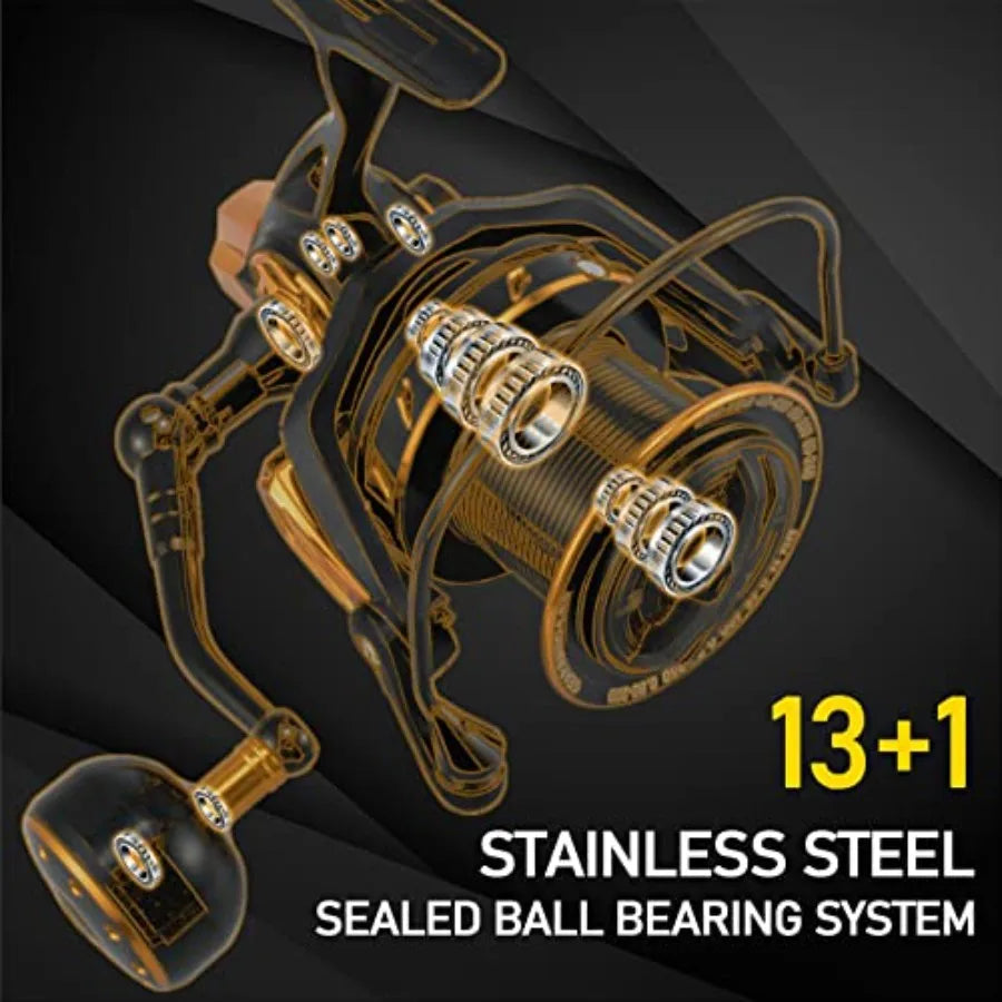 Saltwater Spinning Reels 52LB Max Drag with 11.8ft Spinning Fishing Rod for Surf Fishing