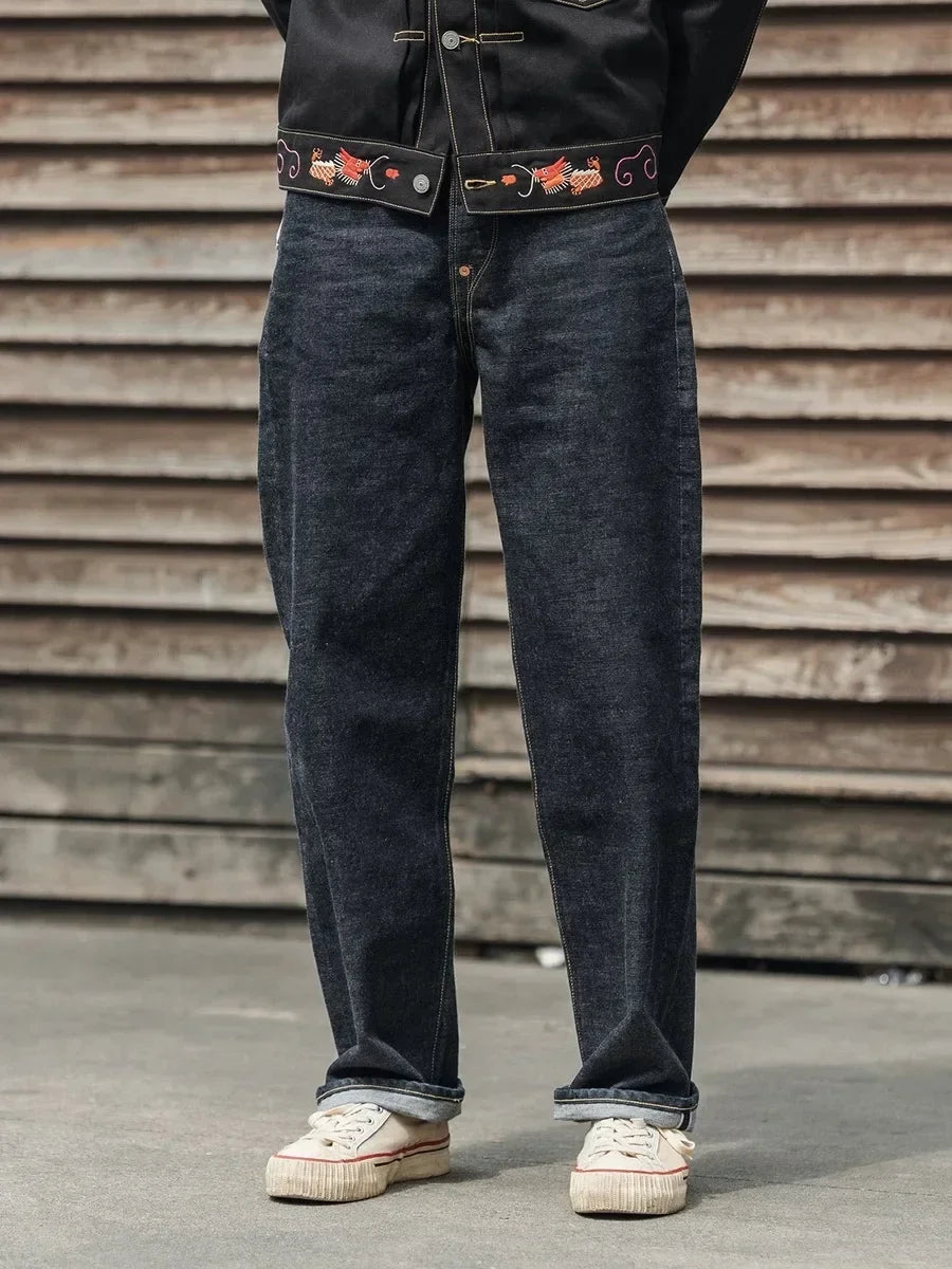 Non Stock 1936 Model Cowboy Selvedge Denim Jeans 36101B Amekaji Cinch Back Men Pants