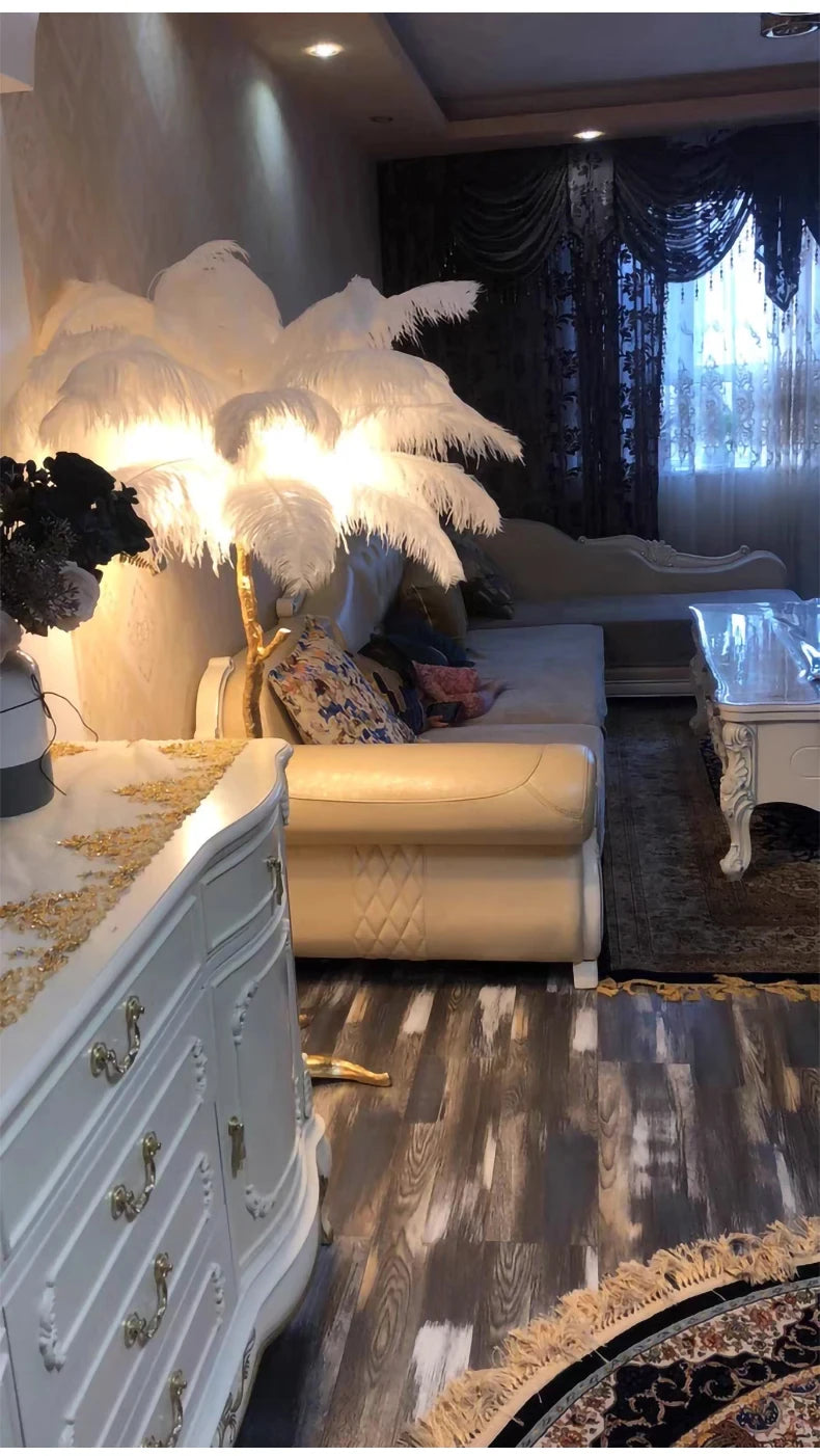 Modern Luxury Feather Floor Standing Lamp Living Room Sofa Background Wall Bedroom Bedside Light Home Deco Floor Lamp Mood Light