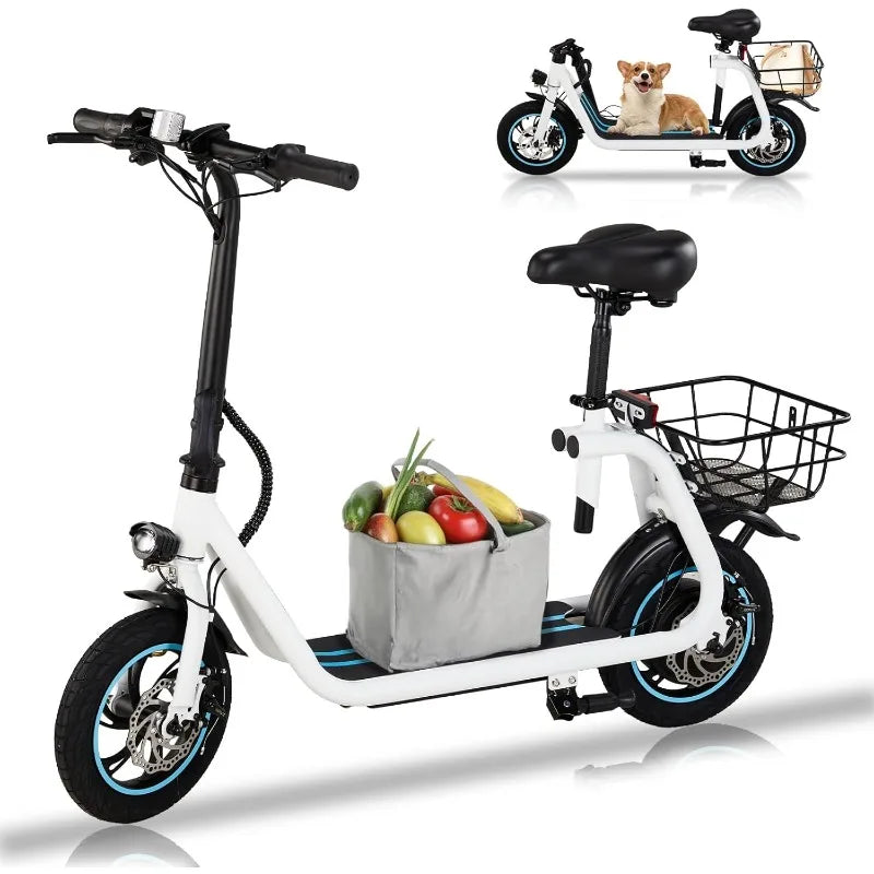 HOME.Electric Scooters for Adults, 25Miles Long Range, 15.5MPH Top Speed, Foldable E-Scooter 450W Motor with 12" Pneumati