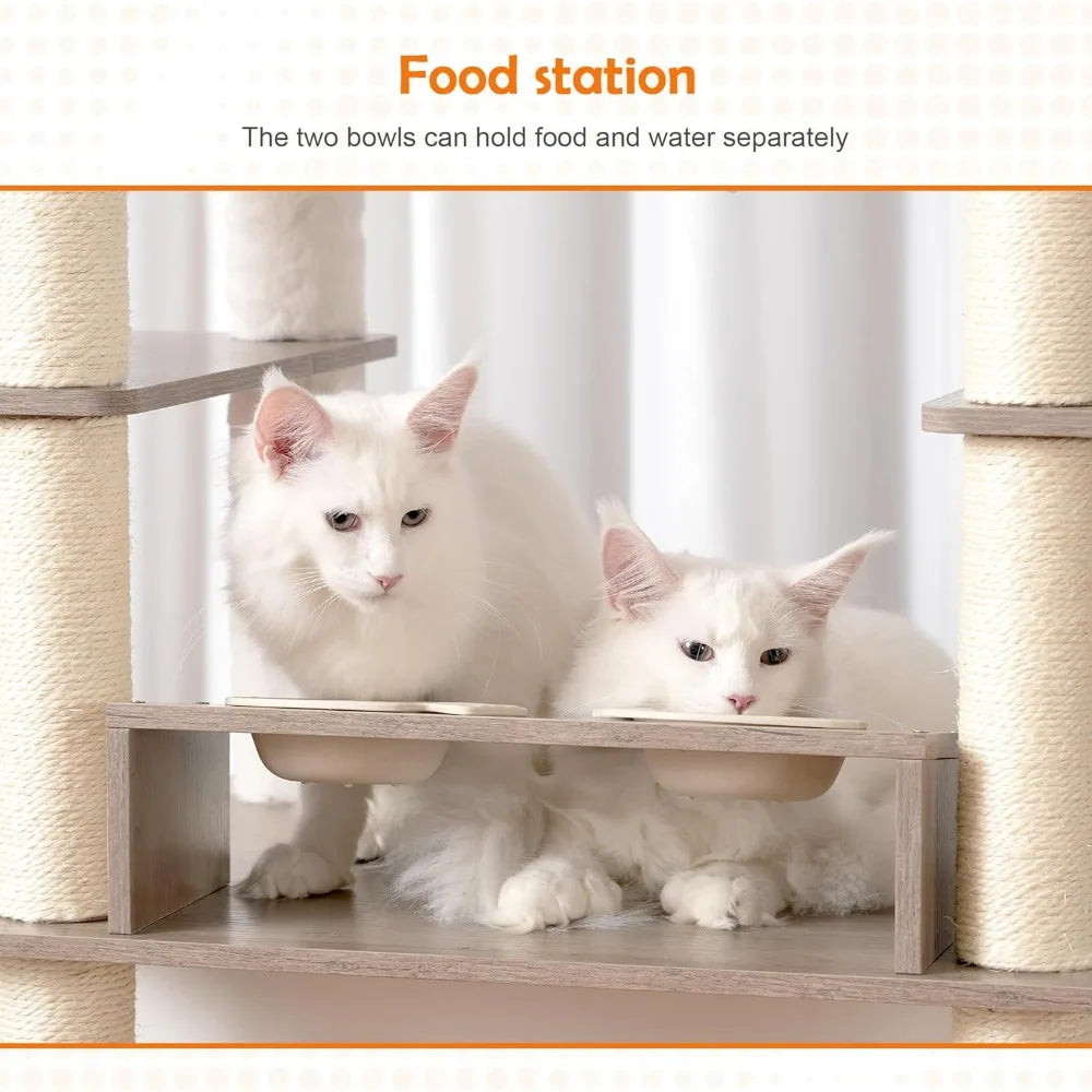 72-inch Tall Wooden Maine Coon Cat Tree with Litter Box Enclosure for Large Indoor Cats