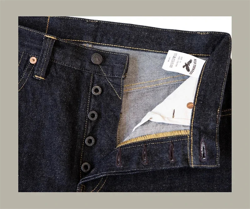 Red Tornado Lot 601B Black Jeans Straight Fit 14.5oz Selvedge Denim Pants Rinsed