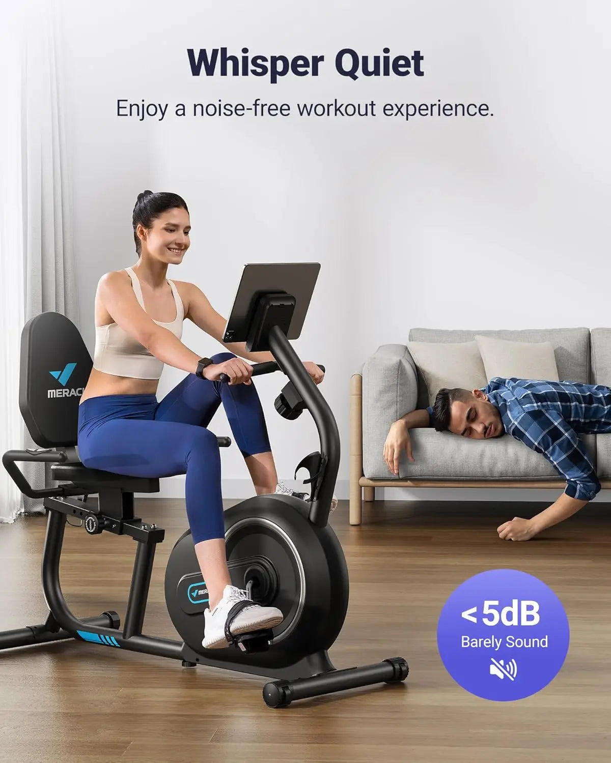 Recumbent Exercise Bike for Home with Smart Bluetooth and Exclusive App Connectivity, LCD, Heart Rate Handle, Magnetic Recumbent
