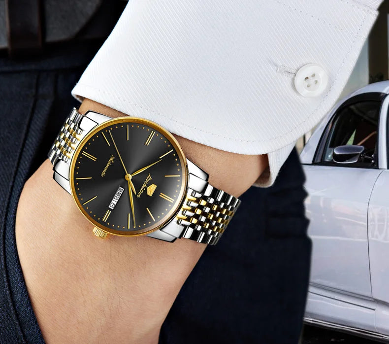 JSDUN 8767 Men Watch Fashion Business Ultra Thin Waterproof Dual Calendar Clock Men Luxury Original Automatic Mechanical Watch