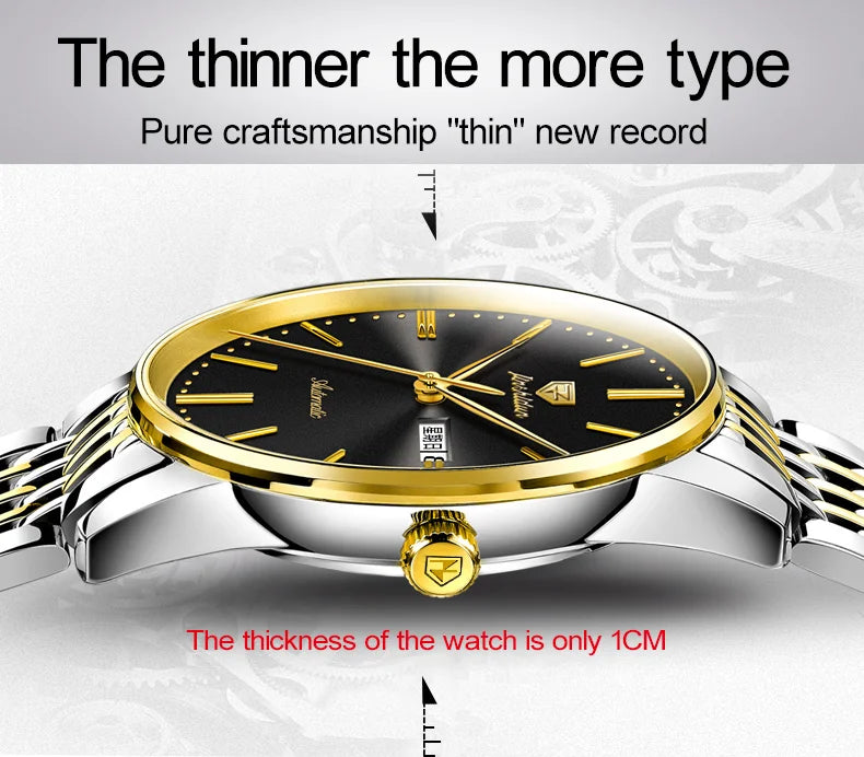 JSDUN 8767 Men Watch Fashion Business Ultra Thin Waterproof Dual Calendar Clock Men Luxury Original Automatic Mechanical Watch