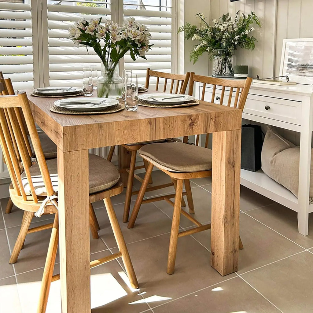 First Extendable Table, 47,2(77,6) x31,5 in, Rustic Oak, for 6-8 People, Expandable Dining Table for Kitchen, Living Room