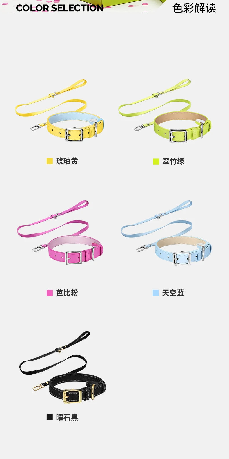 Pink Dog Collar Leash Cat Collar Simple Classical Design Fashion 5 Colors Belt Pet Product Dog Cat Collar lead Necklace