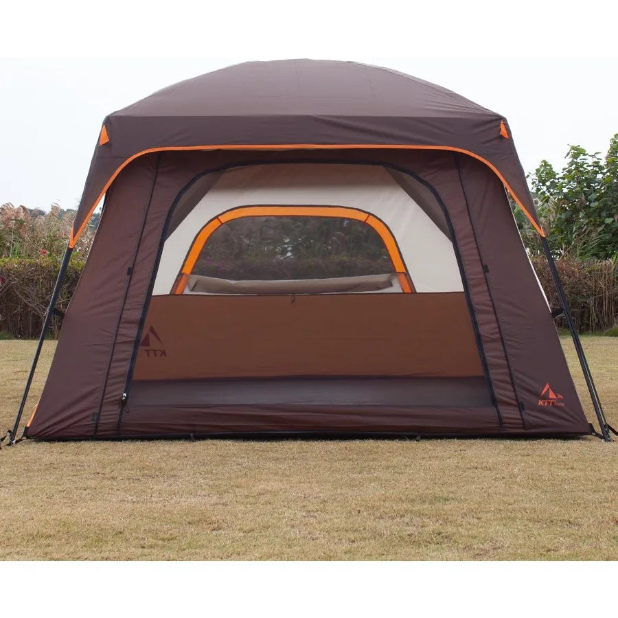 Extra Large Family Cabin Tent for Outdoor Camping and Picnic: 101214 Person Capacity 2 Rooms 3 Doors 3 Windows with Mesh Straig
