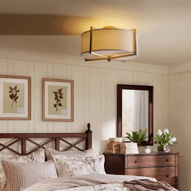 New Chinese Style Ceiling Lamp Exhibition Hall Hotel Restaurant Porch Study Bedroom Fabric Ceiling Lamp  Lustres  Room Decor