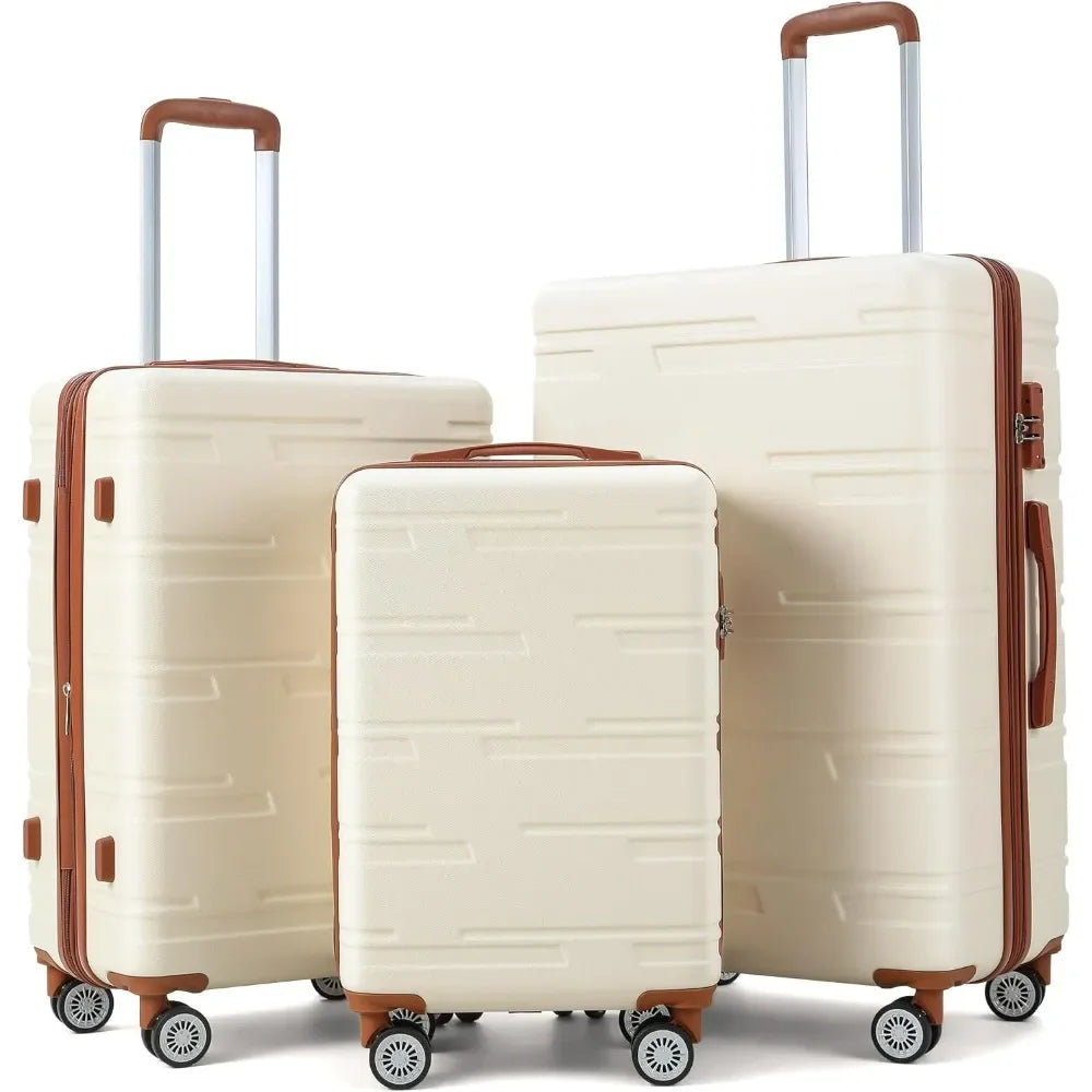 3 Piece Hardshell Luggage Set Expandable (20''/24''/28''), Suitcase Set 3pcs with TSA Locks, Lightweight Hardside Suitcase Set w