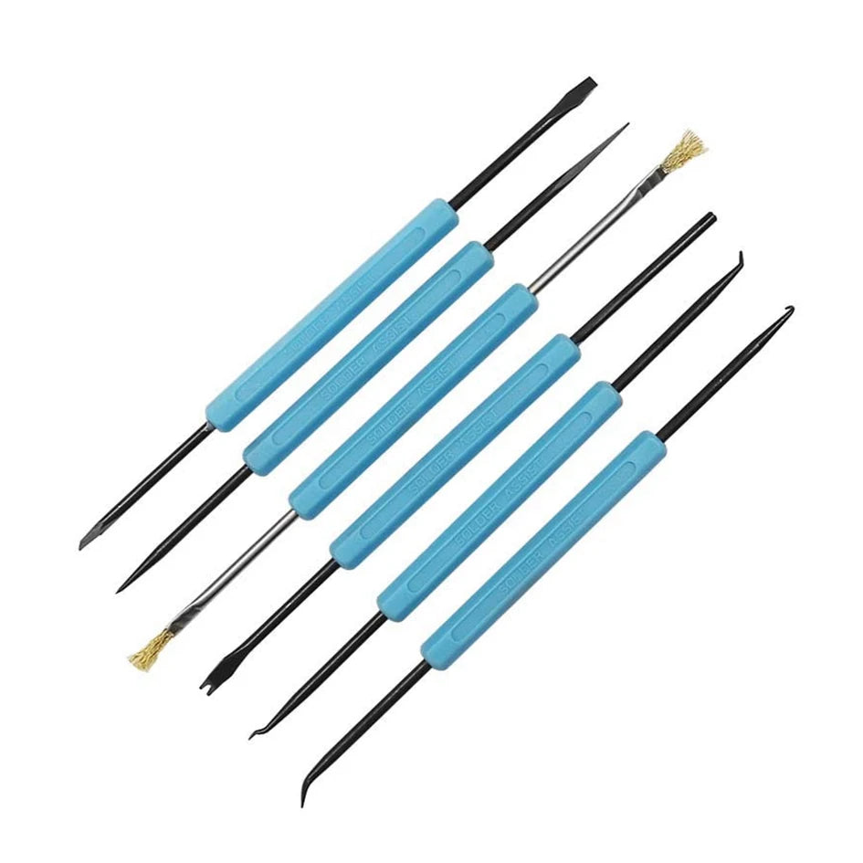 6pcs Desoldering Aid Tool Kit Help Solder Auxiliary Tools Welding Work Electronic Heat Assist for Grinding PCB Cleaning Repair